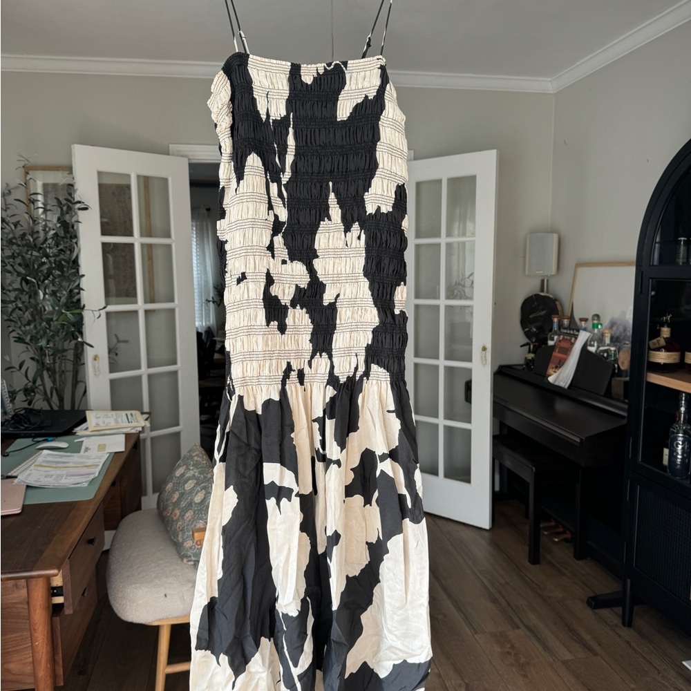 H&M Black and White Maxi Sundress with Spaghetti Straps for Cocktail